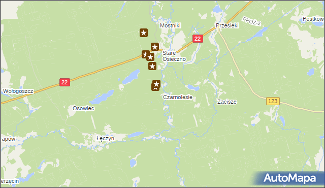 mapa Czarnolesie gmina Dobiegniew, Czarnolesie gmina Dobiegniew na mapie Targeo