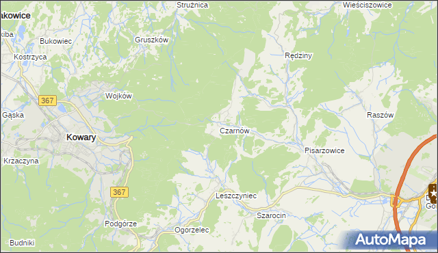 mapa Czarnów gmina Kamienna Góra, Czarnów gmina Kamienna Góra na mapie Targeo