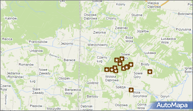 mapa Czarny Ług, Czarny Ług na mapie Targeo