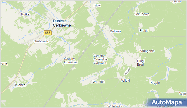 mapa Czechy Orlańskie Gajówka, Czechy Orlańskie Gajówka na mapie Targeo