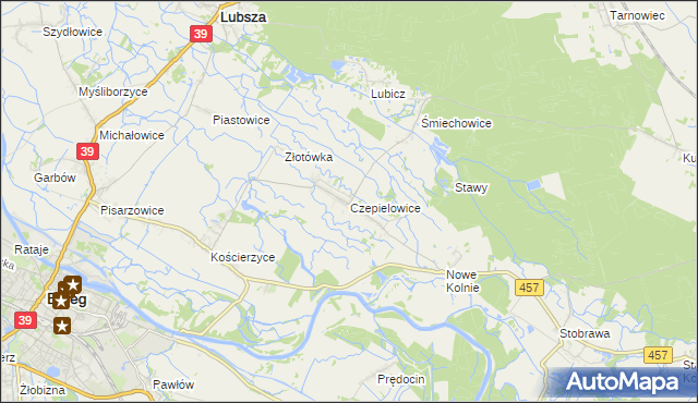 mapa Czepielowice, Czepielowice na mapie Targeo