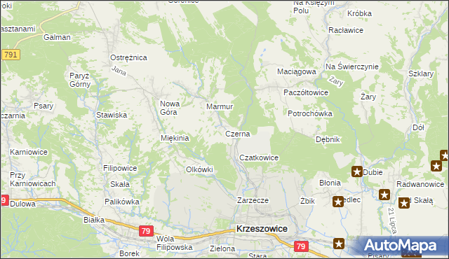 mapa Czerna gmina Krzeszowice, Czerna gmina Krzeszowice na mapie Targeo