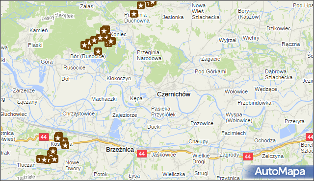 mapa Czernichów powiat krakowski, Czernichów powiat krakowski na mapie Targeo