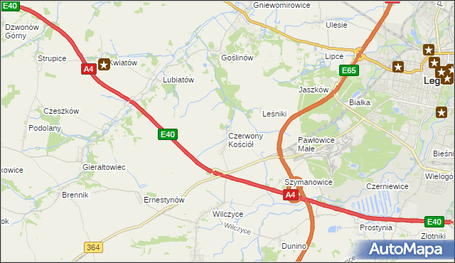 mapa Czerwony Kościół, Czerwony Kościół na mapie Targeo