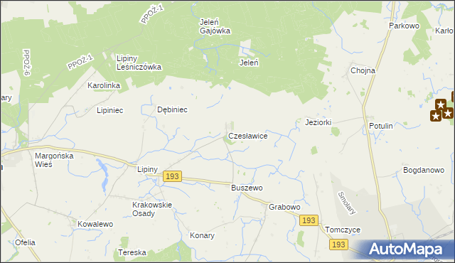 mapa Czesławice gmina Gołańcz, Czesławice gmina Gołańcz na mapie Targeo