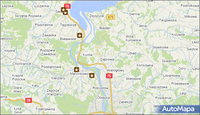 mapa Dąbrowa gmina Chełmiec, Dąbrowa gmina Chełmiec na mapie Targeo