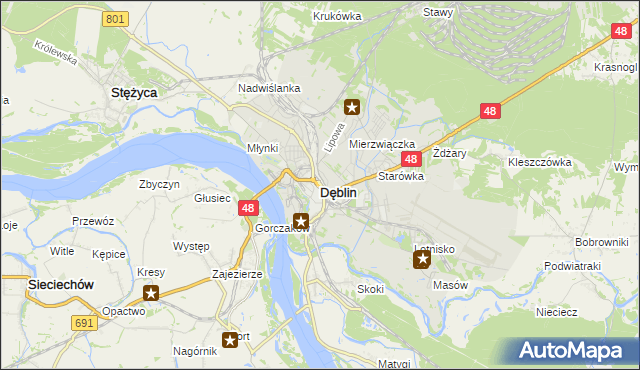 mapa Dęblin, Dęblin na mapie Targeo