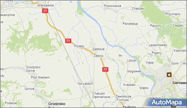 mapa Dębno gmina Leżajsk, Dębno gmina Leżajsk na mapie Targeo