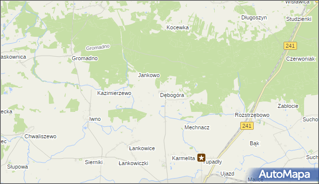 mapa Dębogóra gmina Kcynia, Dębogóra gmina Kcynia na mapie Targeo