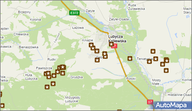 mapa Dęby gmina Lubycza Królewska, Dęby gmina Lubycza Królewska na mapie Targeo