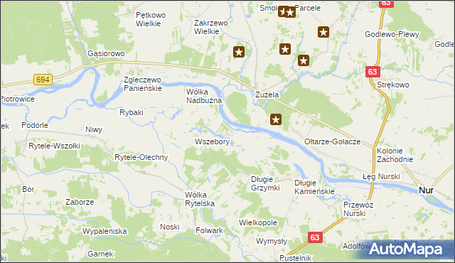 mapa Długie Grodzieckie, Długie Grodzieckie na mapie Targeo