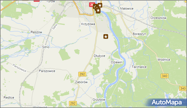 mapa Dłużyce, Dłużyce na mapie Targeo