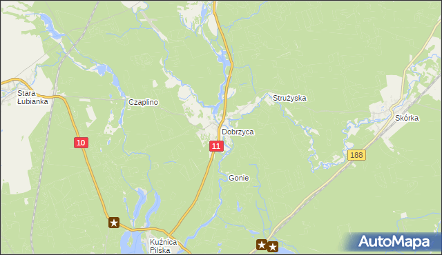 mapa Dobrzyca gmina Szydłowo, Dobrzyca gmina Szydłowo na mapie Targeo