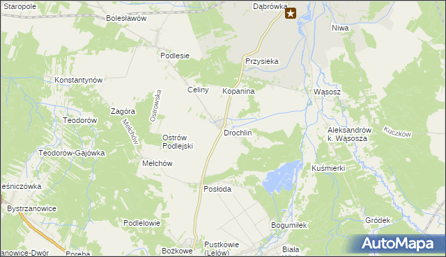 mapa Drochlin gmina Lelów, Drochlin gmina Lelów na mapie Targeo