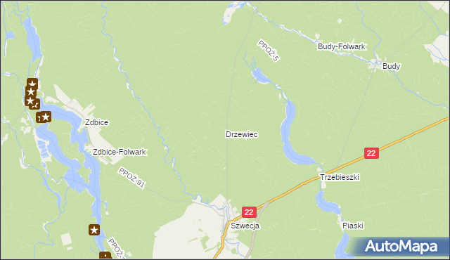 mapa Drzewiec gmina Jastrowie, Drzewiec gmina Jastrowie na mapie Targeo