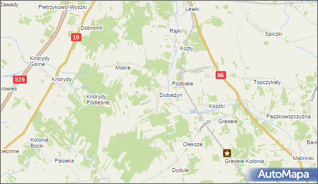 mapa Dubiażyn, Dubiażyn na mapie Targeo
