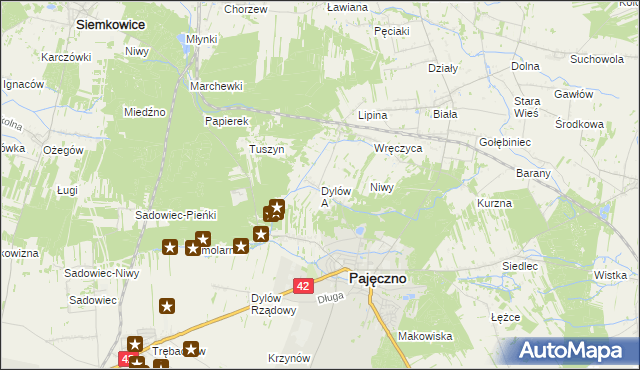 mapa Dylów A, Dylów A na mapie Targeo