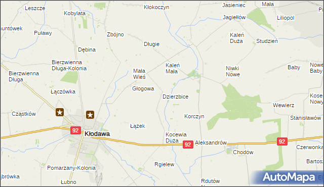 mapa Dzierzbice, Dzierzbice na mapie Targeo