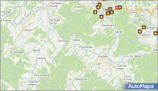 mapa Dziurdziów, Dziurdziów na mapie Targeo