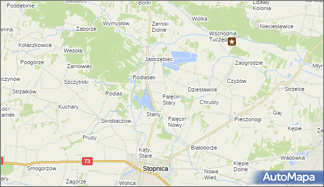 mapa Falęcin Stary, Falęcin Stary na mapie Targeo