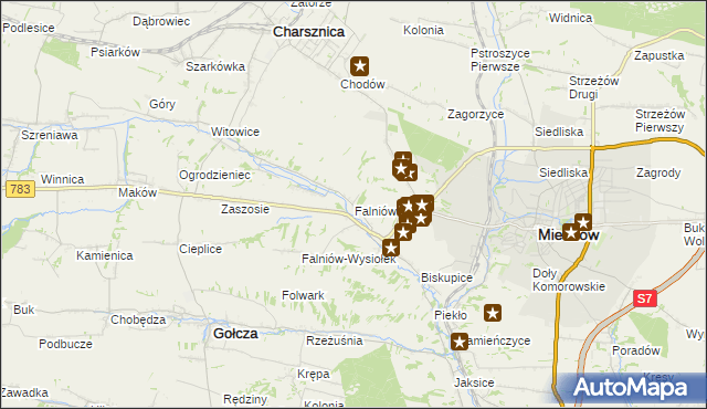 mapa Falniów, Falniów na mapie Targeo