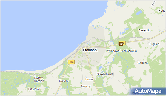 mapa Frombork, Frombork na mapie Targeo