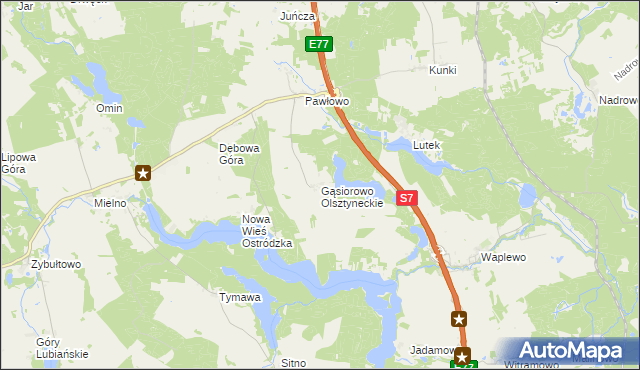 mapa Gąsiorowo Olsztyneckie, Gąsiorowo Olsztyneckie na mapie Targeo