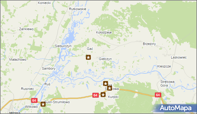 mapa Giełczyn gmina Trzcianne, Giełczyn gmina Trzcianne na mapie Targeo