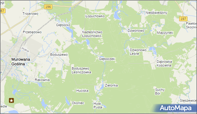 mapa Głęboczek gmina Murowana Goślina, Głęboczek gmina Murowana Goślina na mapie Targeo