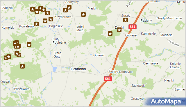 mapa Golanki, Golanki na mapie Targeo