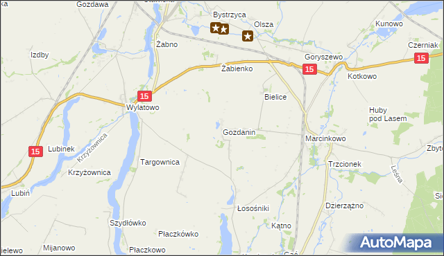mapa Gozdanin gmina Mogilno, Gozdanin gmina Mogilno na mapie Targeo