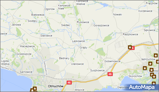 mapa Grądy gmina Otmuchów, Grądy gmina Otmuchów na mapie Targeo