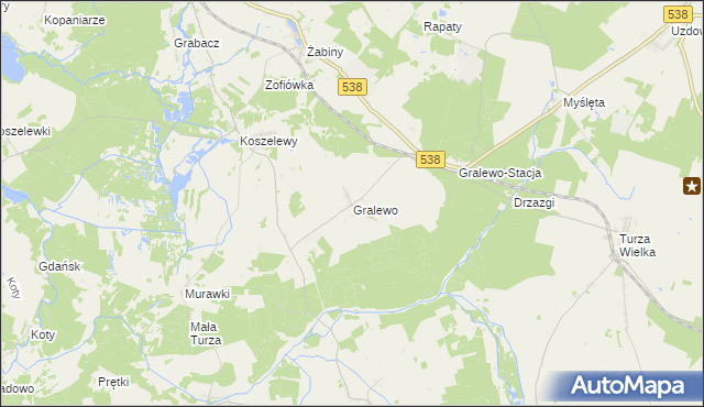 mapa Gralewo gmina Płośnica, Gralewo gmina Płośnica na mapie Targeo