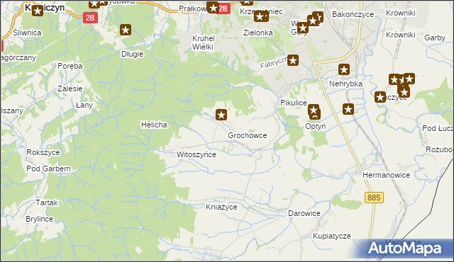 mapa Grochowce, Grochowce na mapie Targeo