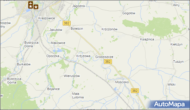 mapa Grodziszcze gmina Świdnica, Grodziszcze gmina Świdnica na mapie Targeo