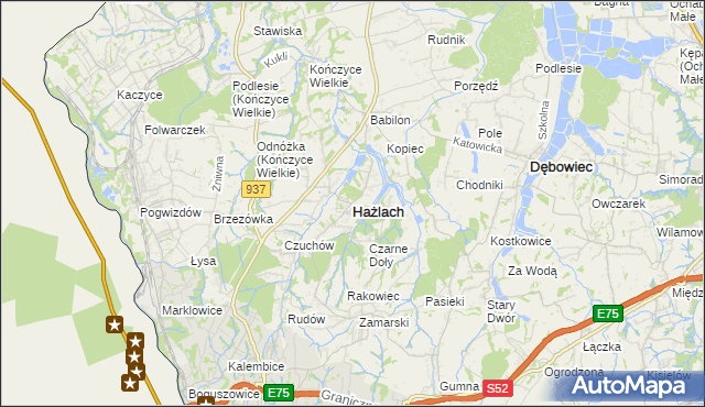 mapa Hażlach, Hażlach na mapie Targeo