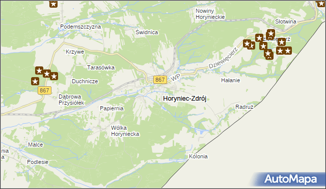 mapa Horyniec-Zdrój, Horyniec-Zdrój na mapie Targeo