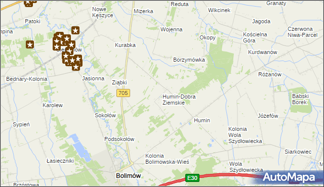mapa Humin-Dobra Ziemskie, Humin-Dobra Ziemskie na mapie Targeo