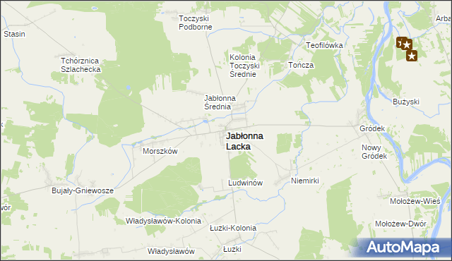 mapa Jabłonna Lacka, Jabłonna Lacka na mapie Targeo