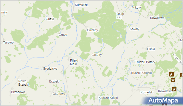 mapa Jakuby gmina Biała Piska, Jakuby gmina Biała Piska na mapie Targeo
