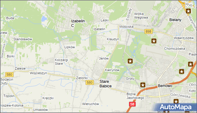 mapa Janów gmina Stare Babice, Janów gmina Stare Babice na mapie Targeo