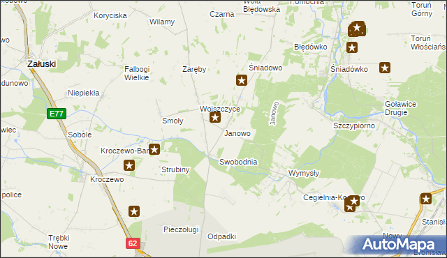 mapa Janowo gmina Zakroczym, Janowo gmina Zakroczym na mapie Targeo