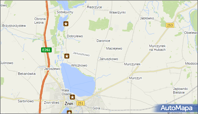 mapa Januszkowo gmina Żnin, Januszkowo gmina Żnin na mapie Targeo