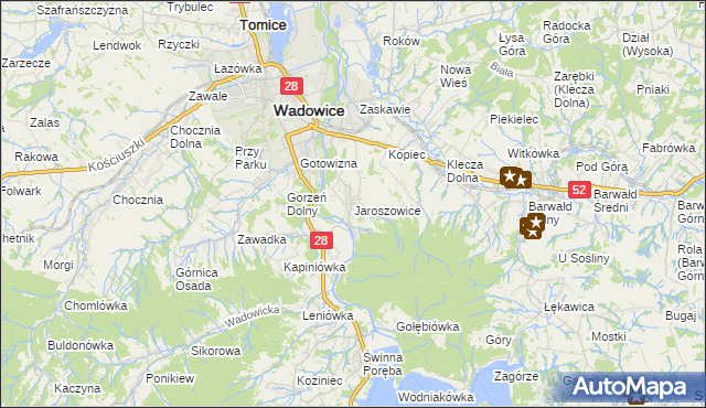 mapa Jaroszowice, Jaroszowice na mapie Targeo