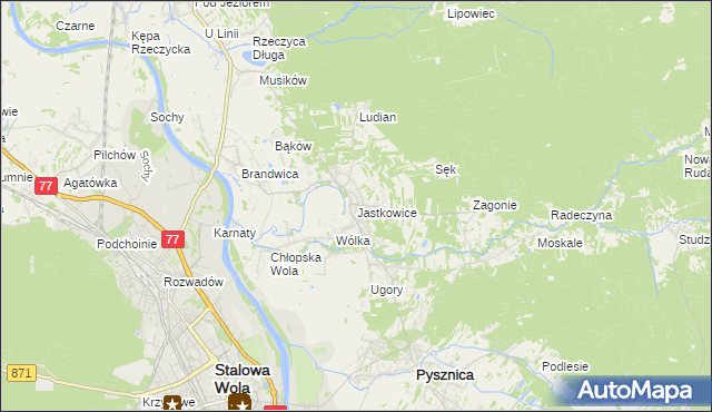 mapa Jastkowice, Jastkowice na mapie Targeo