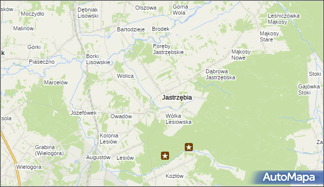 mapa Jastrzębia powiat radomski, Jastrzębia powiat radomski na mapie Targeo