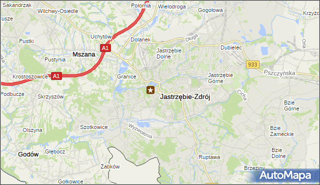 mapa Jastrzębie-Zdrój, Jastrzębie-Zdrój na mapie Targeo