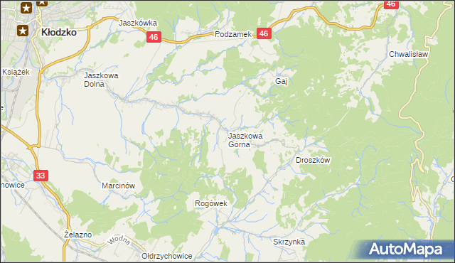 mapa Jaszkowa Górna, Jaszkowa Górna na mapie Targeo