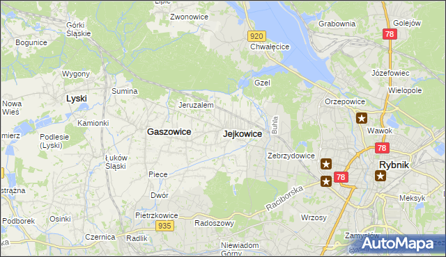 mapa Jejkowice, Jejkowice na mapie Targeo