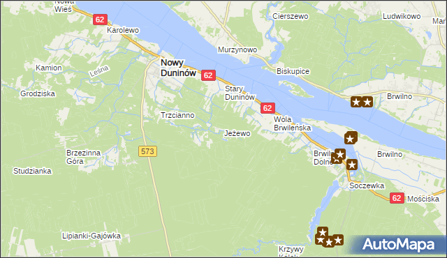 mapa Jeżewo gmina Nowy Duninów, Jeżewo gmina Nowy Duninów na mapie Targeo